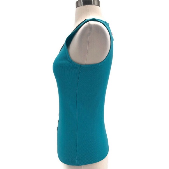Bisou Bisou Teal Rhinestone Tank Top - Picture 2 of 5